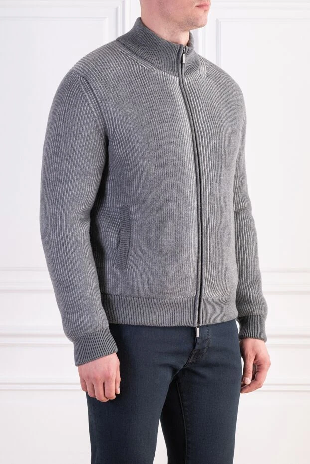Moorer arena men's knitted bomber jacket in light gray 197846 - photo 3