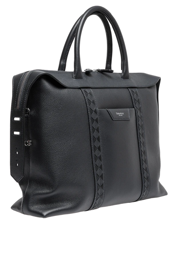 Serapian деловая сумка soft business bag из темно-синей кожи cachemire с деталями mosaico 197855 - фото 3