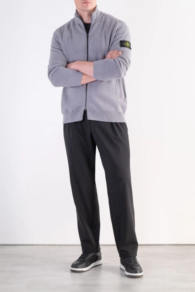 Stone Island men's light gray knitted cardigan with a zipper 197869 - photo 2