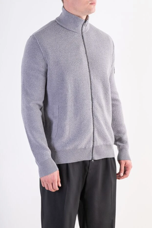 Stone Island men's light gray knitted cardigan with a zipper 197869 - photo 3