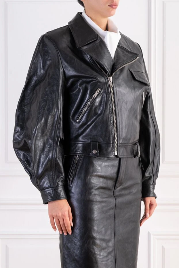 Saint Laurent байкерська куртка з гладкої наппи зі сріблястою фурнітурою 197876 - фото 3