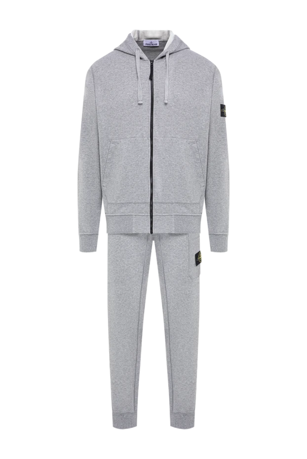 Stone Island мужской трикотажный спортивный костюм в светло-сером меланжевом цвете 197879 - фото 1