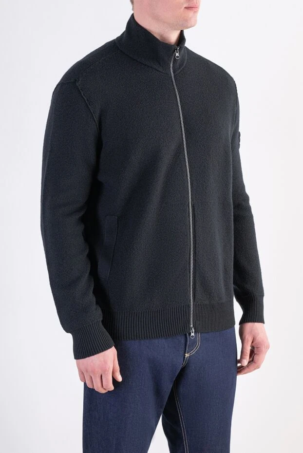 Stone Island в'язаний чоловічий кардиган на блискавці чорного кольору. 197882 - фото 3