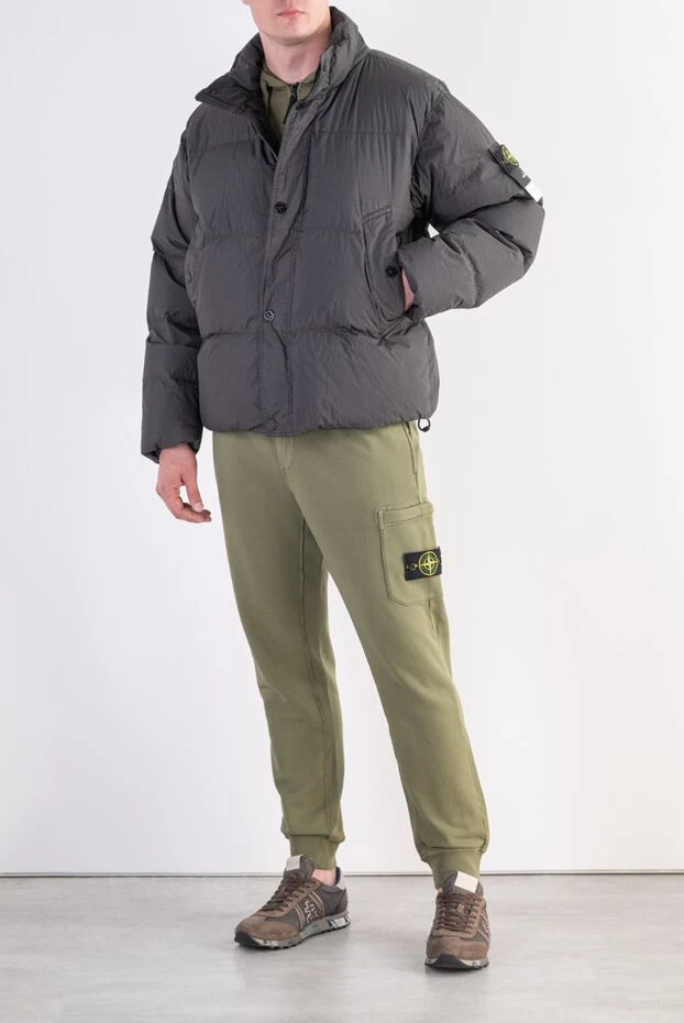 Stone Island чоловіча стьобана пухова куртка у фірмовому складному відтінку lead grey 197890 - фото 2