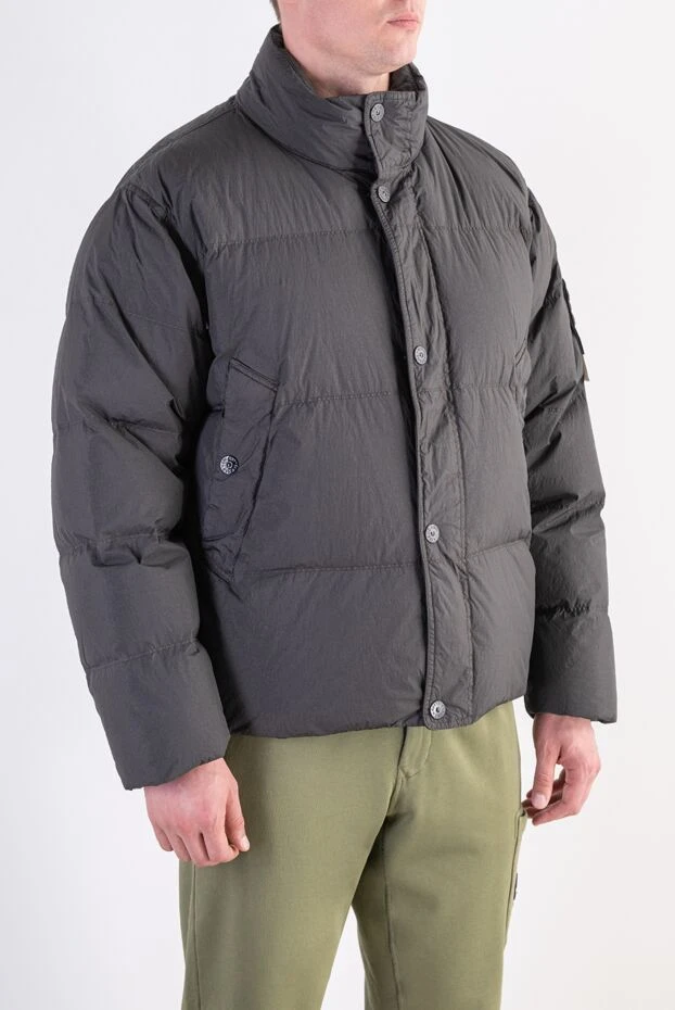 Stone Island чоловіча стьобана пухова куртка у фірмовому складному відтінку lead grey 197890 - фото 3