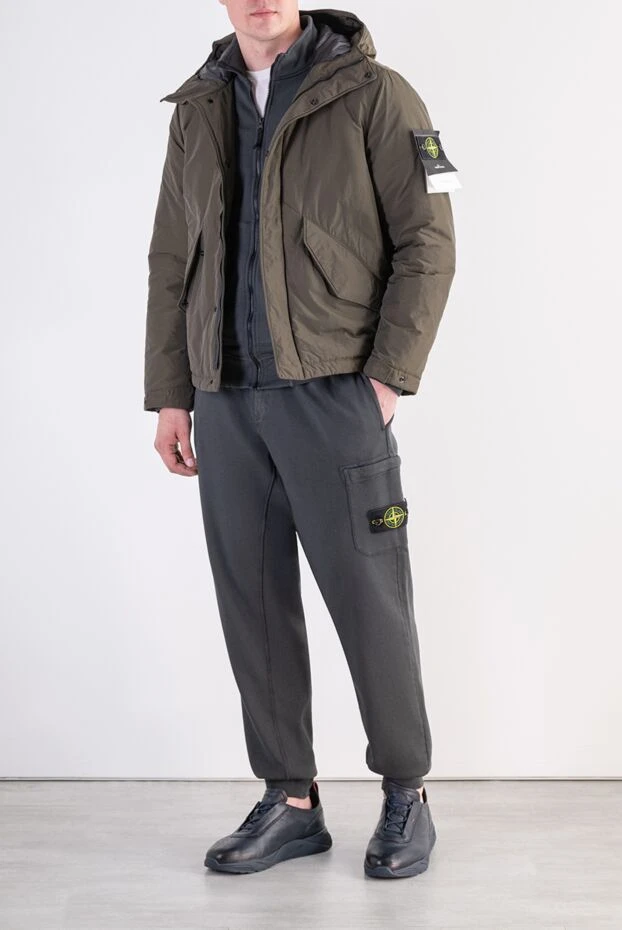 Stone Island чоловіча утеплена куртка-парка у фірмовому вугільно-сірому відтінку. 197891 - фото 2