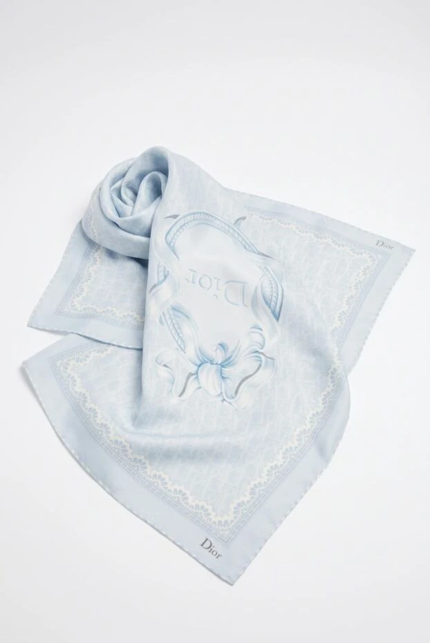 Dioriviera Dior Bows 90 silk scarf in white and blue - photo 2