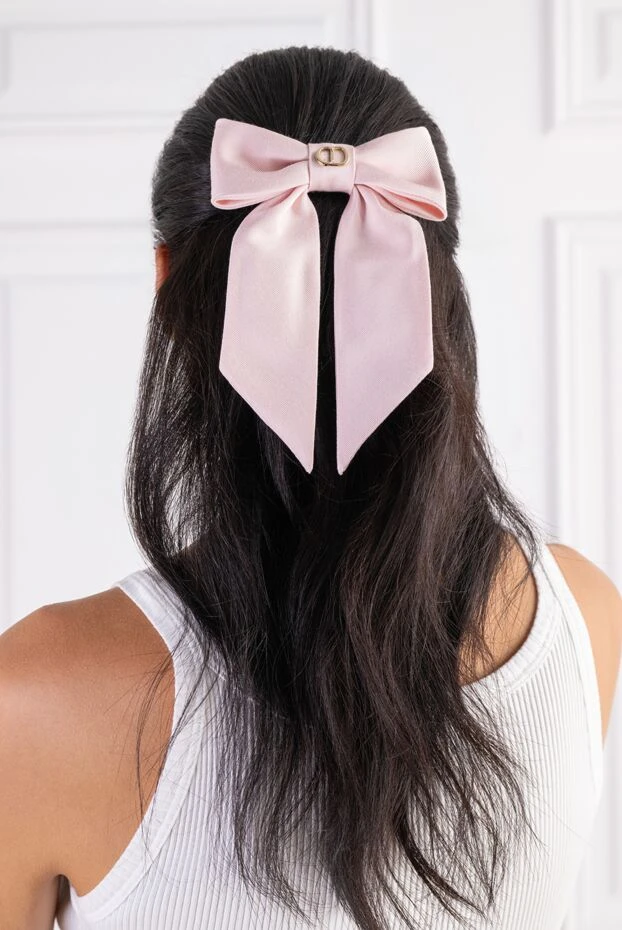 Dior pink twist bow hair clip with gold monogram 197898 - photo 2