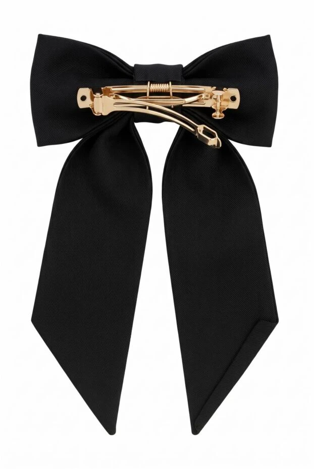 Dior black twist bow hair clip with gold cd logo 197899 - photo 3