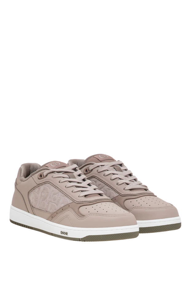 Dior men's b27 uptown low-top sneakers in beige leather 197912 - photo 3