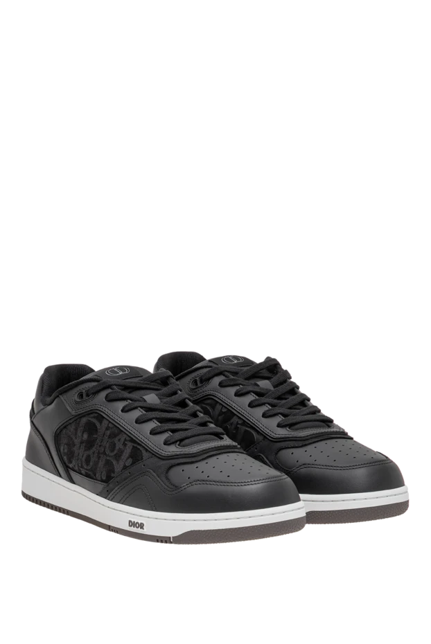 Dior men's b27 uptown black leather low-top sneakers 197913 - photo 3