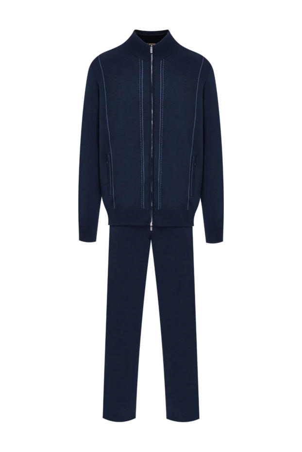 Zilli men's dark blue knitted suit with a stand-up collar 197943 - photo 1