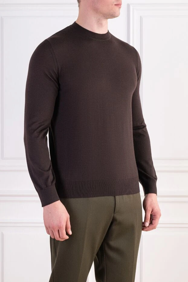Zilli men's cashmere and silk jumper with crocodile skin trim 197948 - photo 3