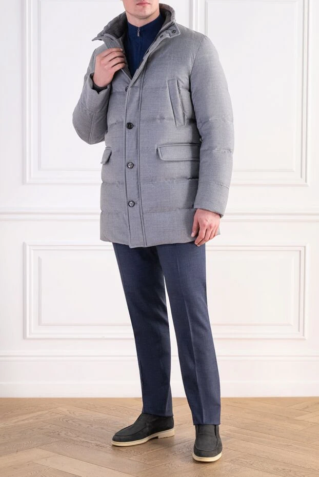 Moorer men's classic down parka by barbieri in an elegant light grey melange shade 197956 - photo 2