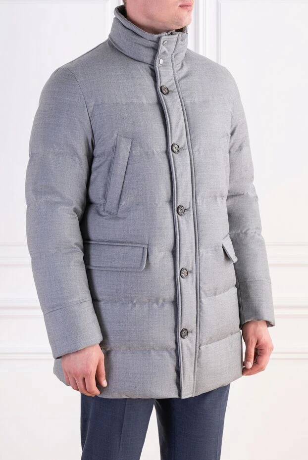 Moorer men's classic down parka by barbieri in an elegant light grey melange shade 197956 - photo 3