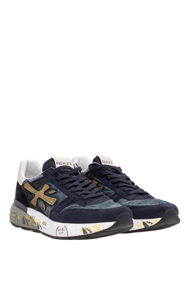 Premiata men's mick sneakers in blue with a vintage-style distressed effect 198000 - photo 3