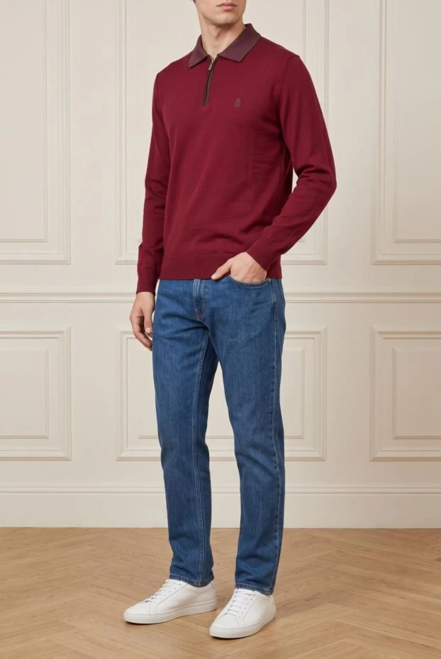Bilancioni long-sleeved polo shirt made of wool, silk and cashmere red for men (markdown) 198055 - photo 2