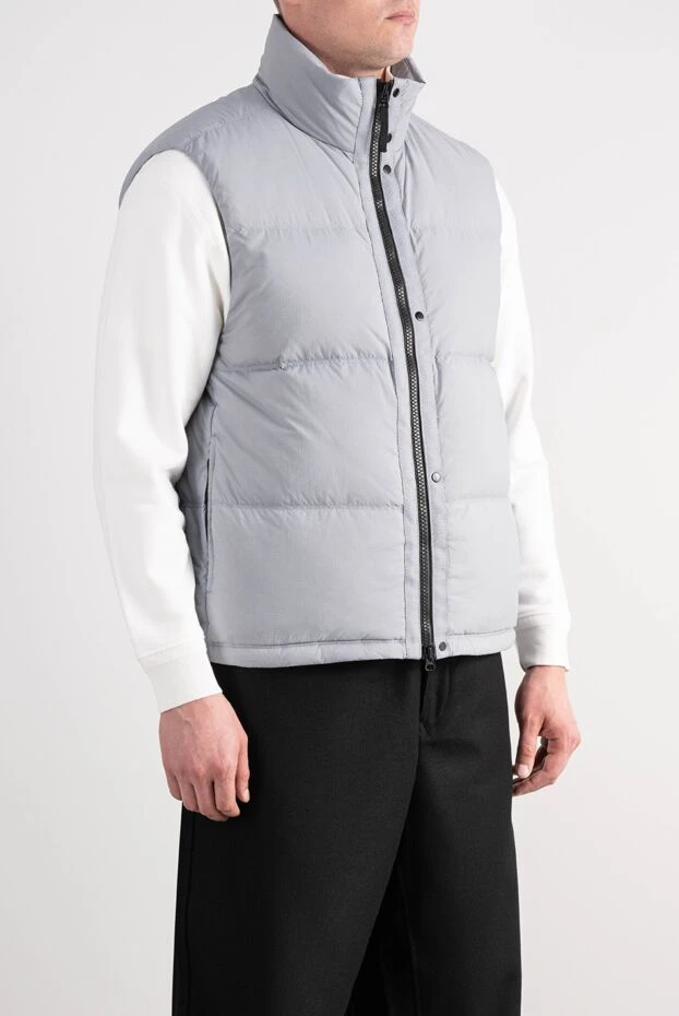 Stone Island men's quilted vest in a smoky shade with a stand-up collar and down filling 198080 - photo 3