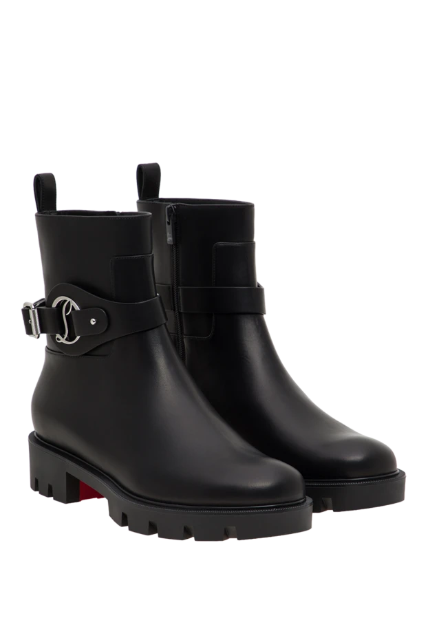Christian Louboutin dianouchette lug black waxed calfskin ankle boots 198283 - photo 3