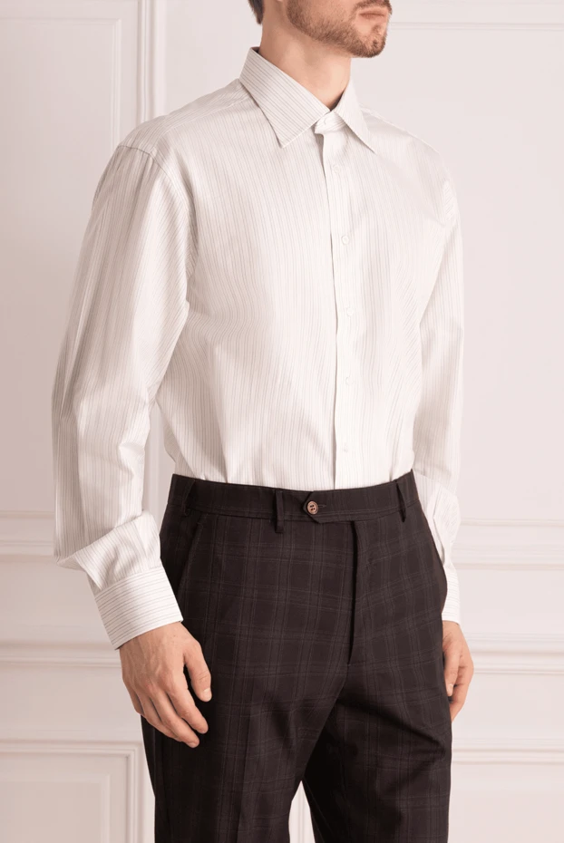 Brioni рубашка из хлопка белая мужская 609841 - фото 3