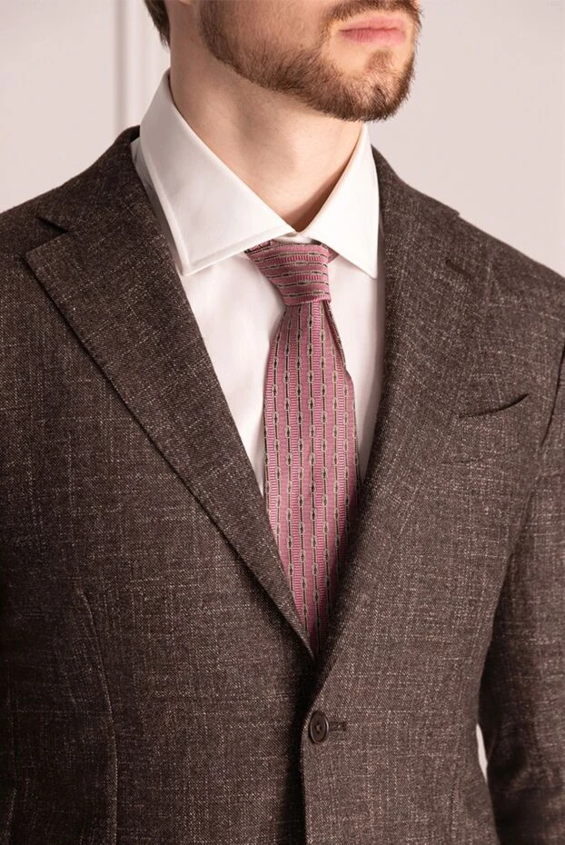 Gucci галстук из шелка розовый мужской 882086 - фото 2