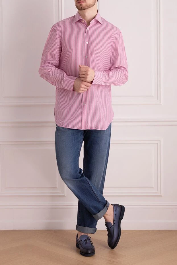 Kiton мужские сорочка из хлопка фиолетовая мужская купить с ценами и фото 936731 - фото 2