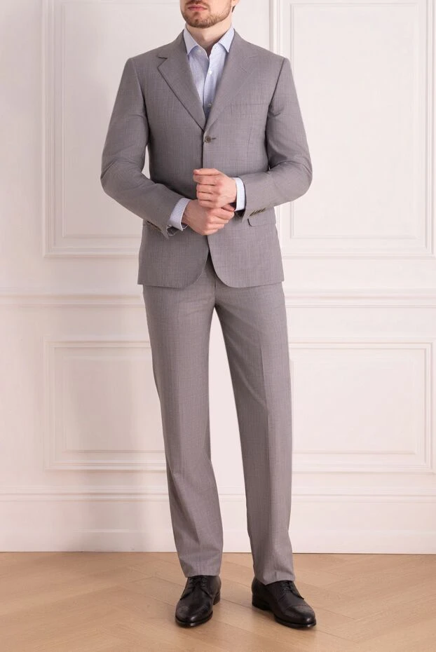Brioni чоловічі костюм чоловічий з вовни та мохера сірий купити фото з цінами 938325 - фото 2