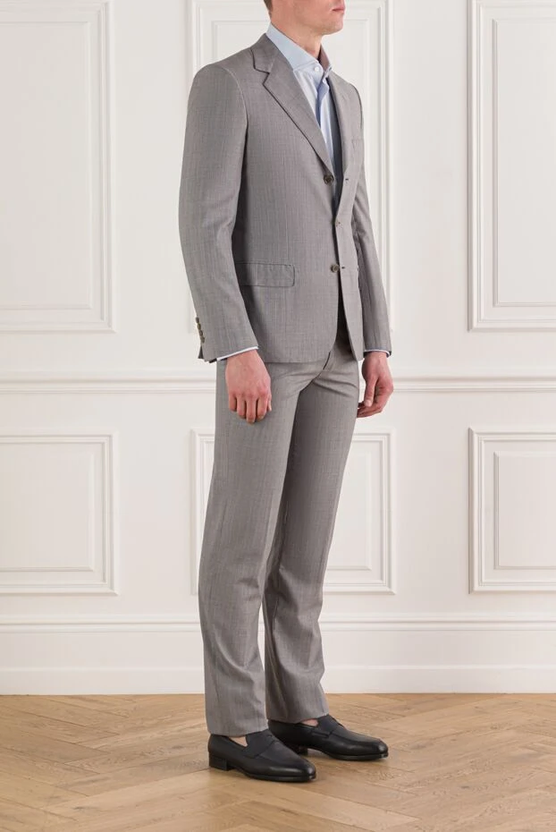Brioni классический костюм из шерсти и мохера в светло-сером тоне 938325 - фото 3