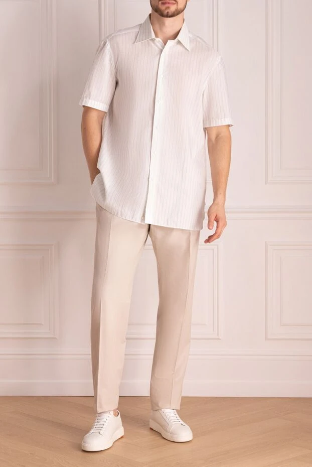 Borrelli мужские сорочка из хлопка и льна белая мужская купить с ценами и фото 947400 - фото 2