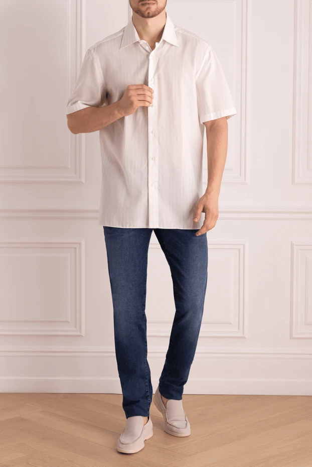 Borrelli мужские сорочка из хлопка и льна белая мужская купить с ценами и фото 947412 - фото 2