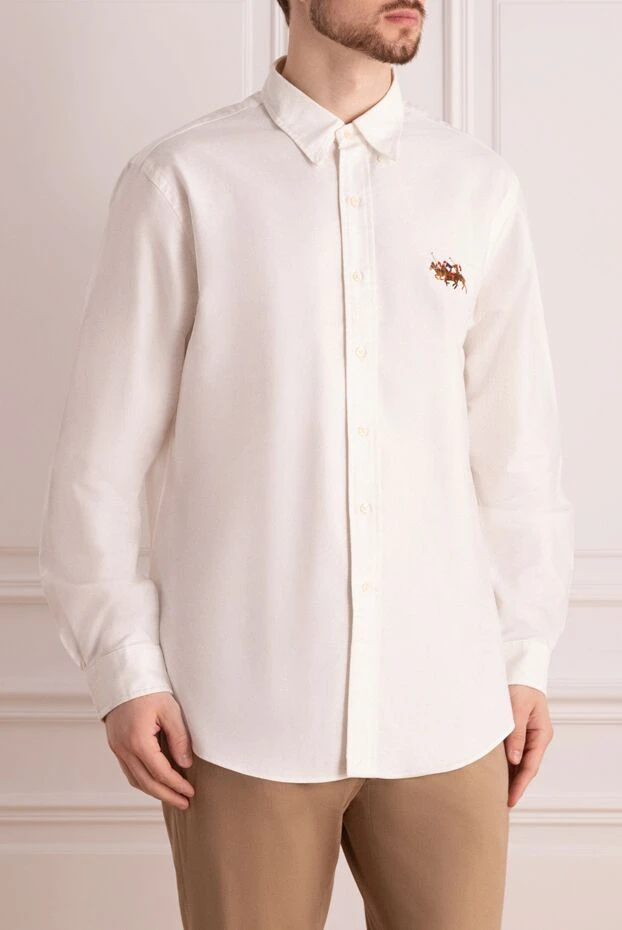 Polo Ralph Lauren рубашка из хлопка белая мужская 948574 - фото 3