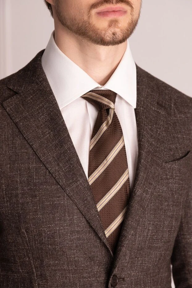 Canali мужские галстук из шелка коричневый мужской купить с ценами и фото 949056 - фото 2