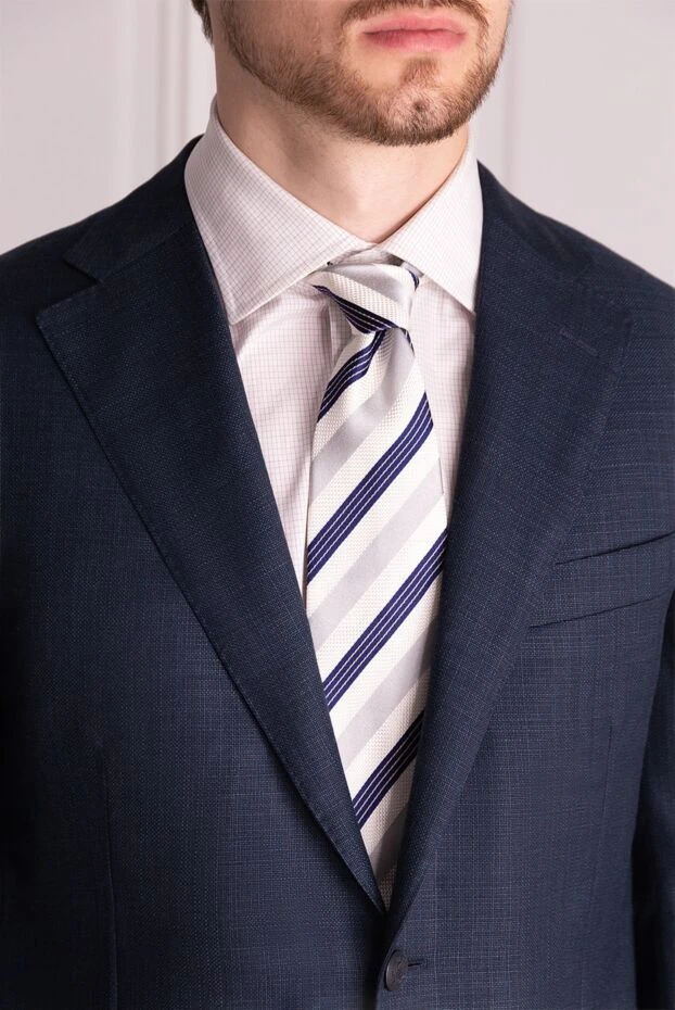 Canali мужские галстук из шелка белый мужской купить с ценами и фото 949059 - фото 2