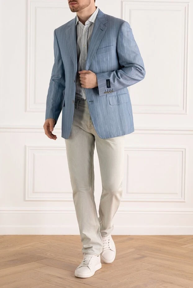 Canali мужские пиджак голубой мужской купить с ценами и фото 949291 - фото 2