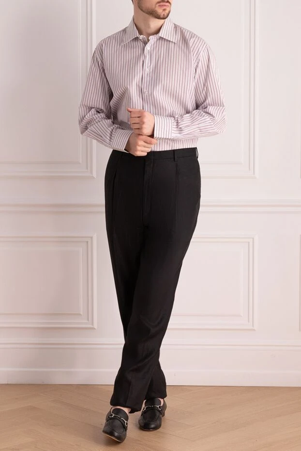 Brioni мужские брюки из хлопка и кашемира черные мужские купить с ценами и фото 950306 - фото 2