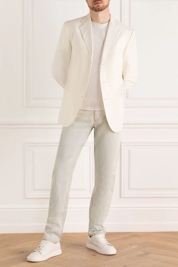 Lardini мужские пиджак из хлопка и шелка белый мужской купить с ценами и фото 953080 - фото 2