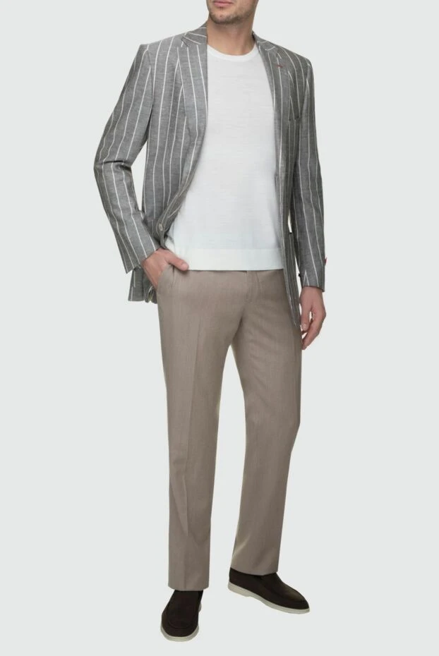 Isaia мужские пиджак из льна и шерсти серый мужской купить с ценами и фото 965209 - фото 2