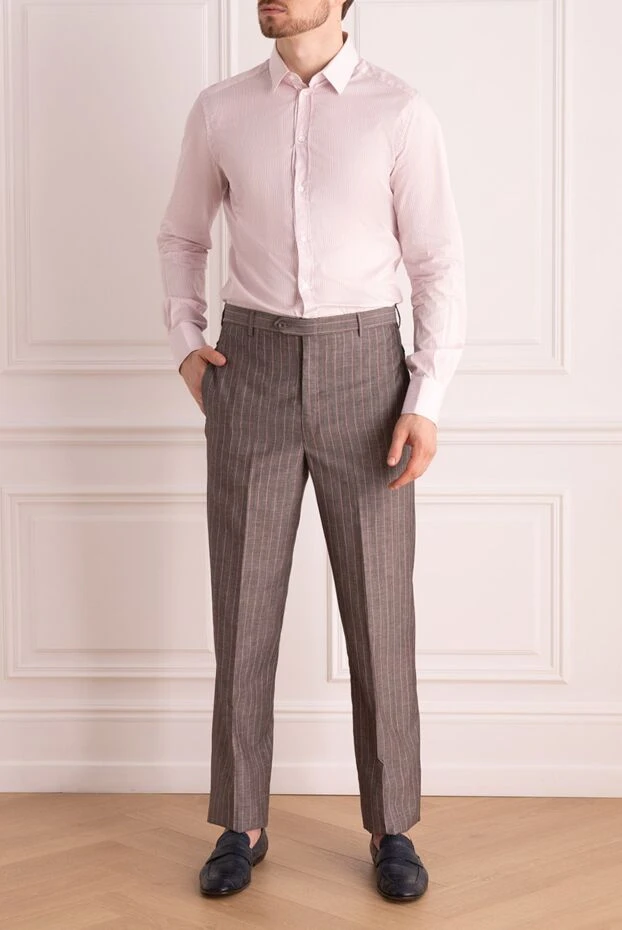 Brioni мужские брюки из шерсти и шелка серые купить с ценами и фото 966194 - фото 1