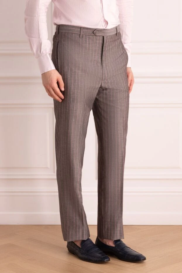 Brioni мужские брюки из шерсти и шелка серые купить с ценами и фото 966194 - фото 2