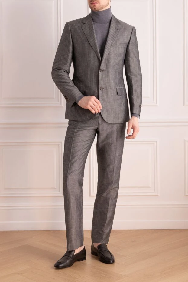 Canali мужские костюм мужской из льна и шёлка серый купить с ценами и фото 969359 - фото 2