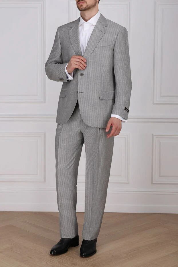 Canali man men's suit made of linen, wool and silk, gray buy with prices and photos 969367 - photo 2