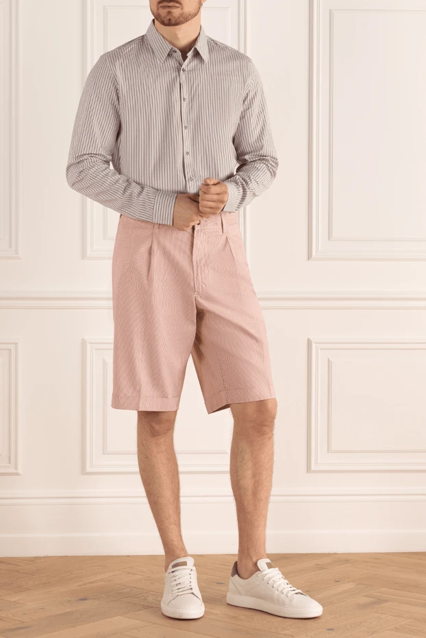 Canali мужские шорты из хлопка и льна бежевые мужские купить с ценами и фото 969405 - фото 2