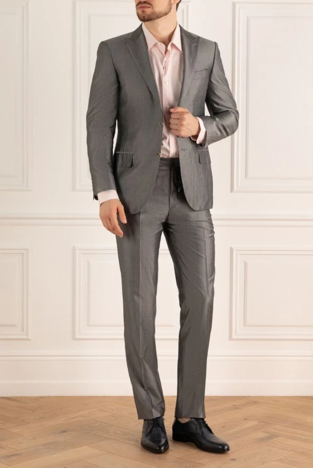 Canali мужские костюм мужской из шёлка серый купить с ценами и фото 978537 - фото 2