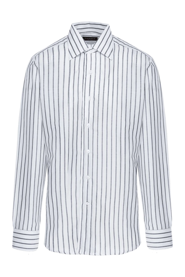 Canali мужские сорочка из льна и хлопка белая мужская купить с ценами и фото 979461 - фото 1