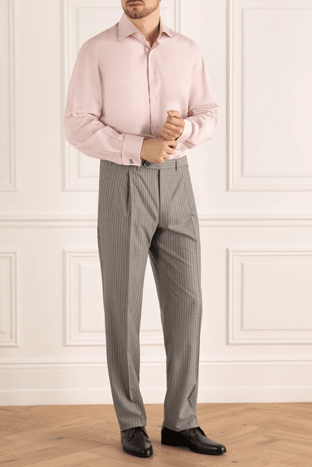 Brioni мужские сорочка из хлопка розовая мужская купить с ценами и фото 980008 - фото 2