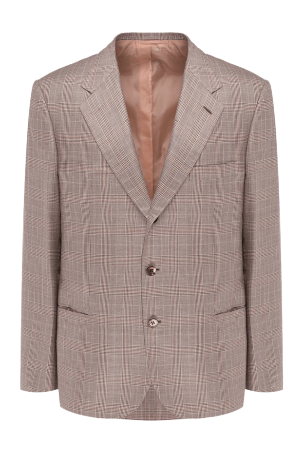 Brioni мужские пиджак из кашемира и шелка бежевый мужской купить с ценами и фото 980052 - фото 1