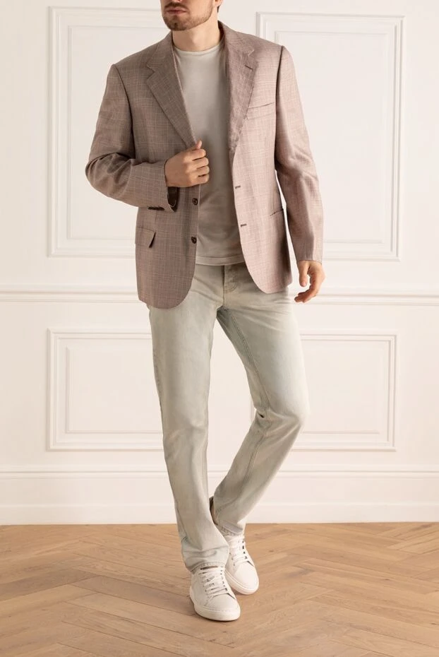 Brioni man beige men's cashmere and silk jacket buy with prices and photos 980052 - photo 2