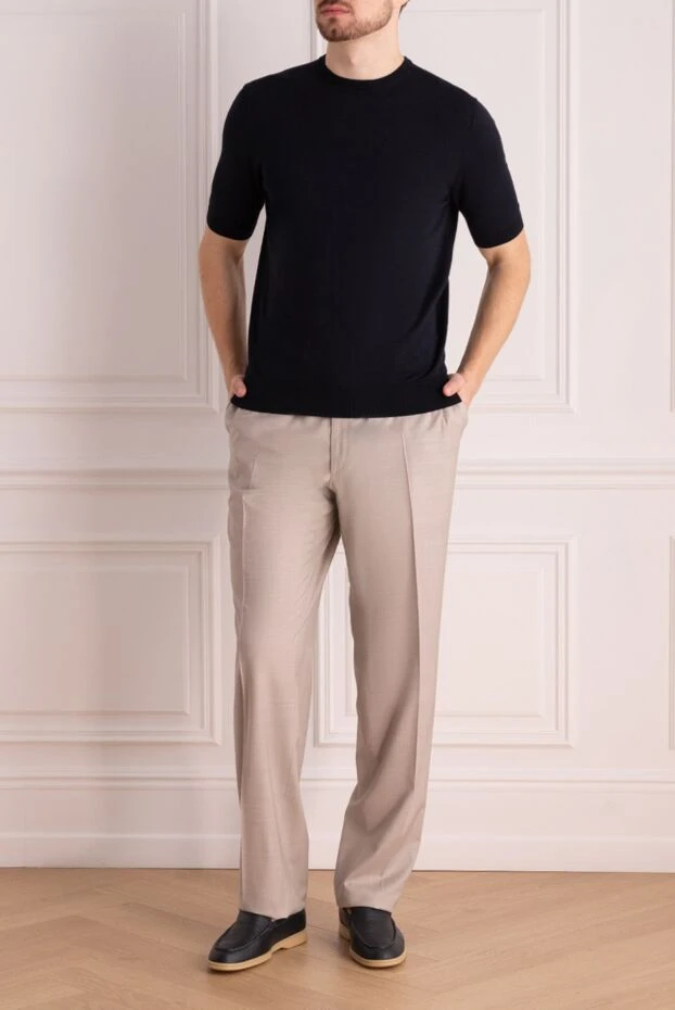 Brioni мужские брюки из шерсти бежевые мужские купить с ценами и фото 980172 - фото 2