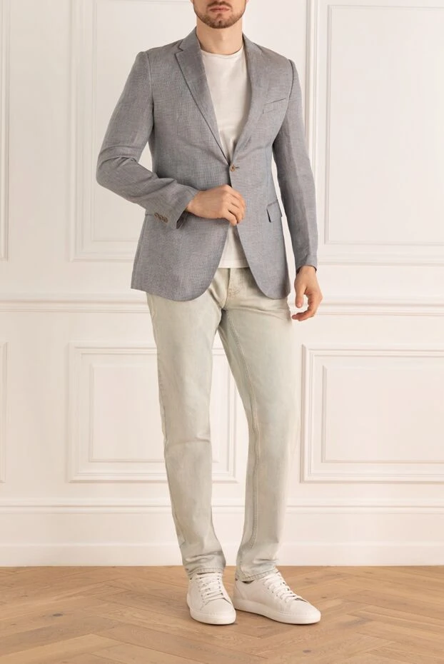 Armani мужские пиджак из льна серый мужской купить с ценами и фото 980802 - фото 2