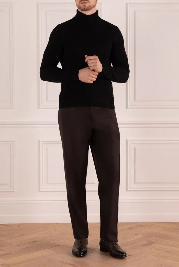 Brioni мужские брюки из шерсти черные мужские купить с ценами и фото 983641 - фото 2
